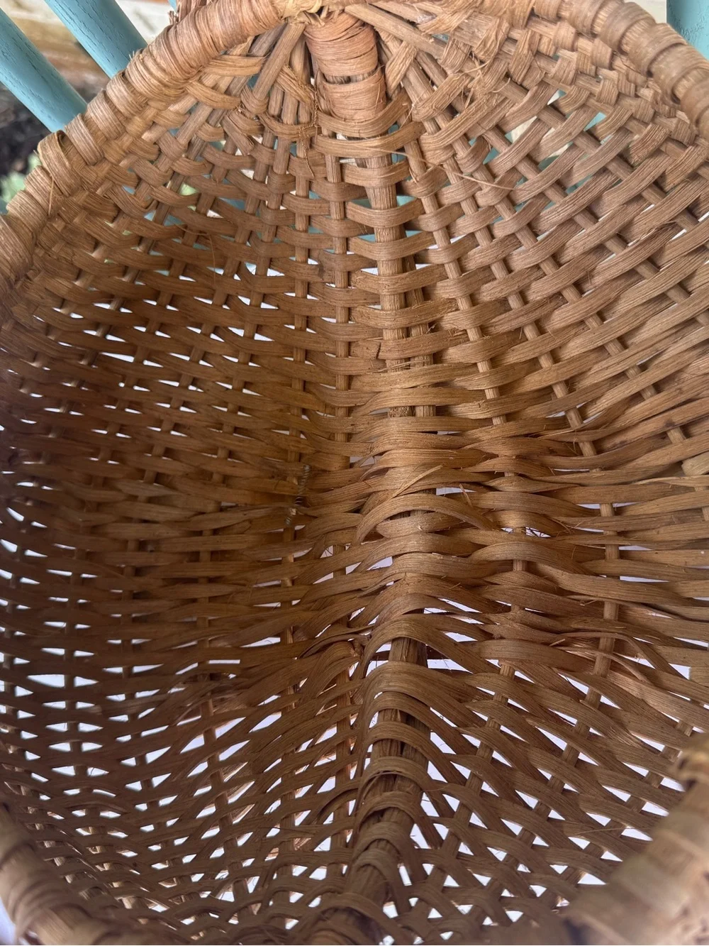 Vintage Handwoven Double Gathering Basket Egg Harvest Market Basket Woven Handle